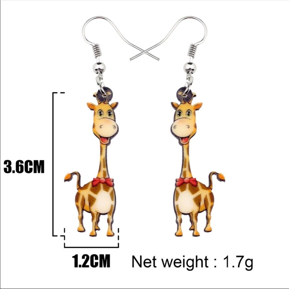 Giraffe Acrylic Earrings - Picture 5 of 5